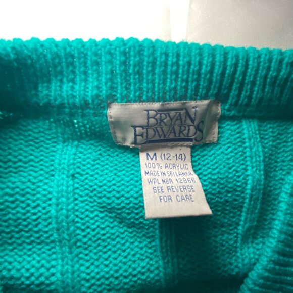 Vintage Bryan Edwards Green Cardigan Sweater M(see measurement) Preppy Academia - Picture 2 of 5
